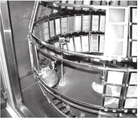 圖2 轉(zhuǎn)鼓式試驗(yàn)箱在加速老化測試期間收集 從標(biāo)準(zhǔn)油漆試板上流下的水量的裝置