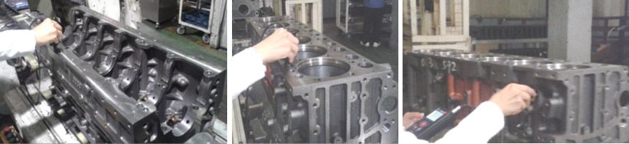 測試氣缸體在清洗前，粗洗后，粗選后的清潔度差異