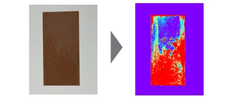 Specim高光譜相機可以檢測電極材料微小的油滴或污染情況，油污分布可視化