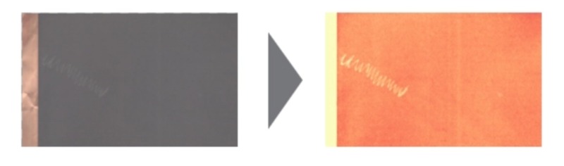 Specim工業(yè)高光譜相機檢測涂層上的劃痕，涂層劃傷缺陷可視化